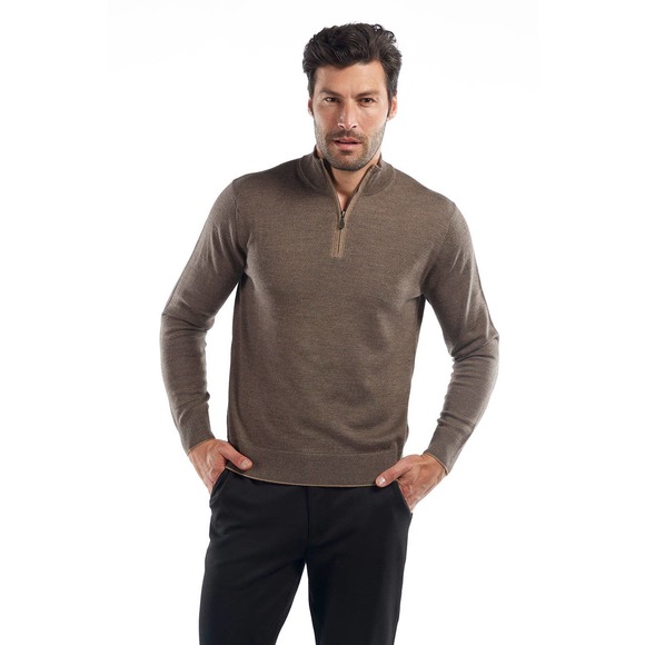 Raffi The Palmer Pullover Wool Sweater Sz XXL Long Sleeve Quarter Zip Mock Neck - Picture 1 of 16